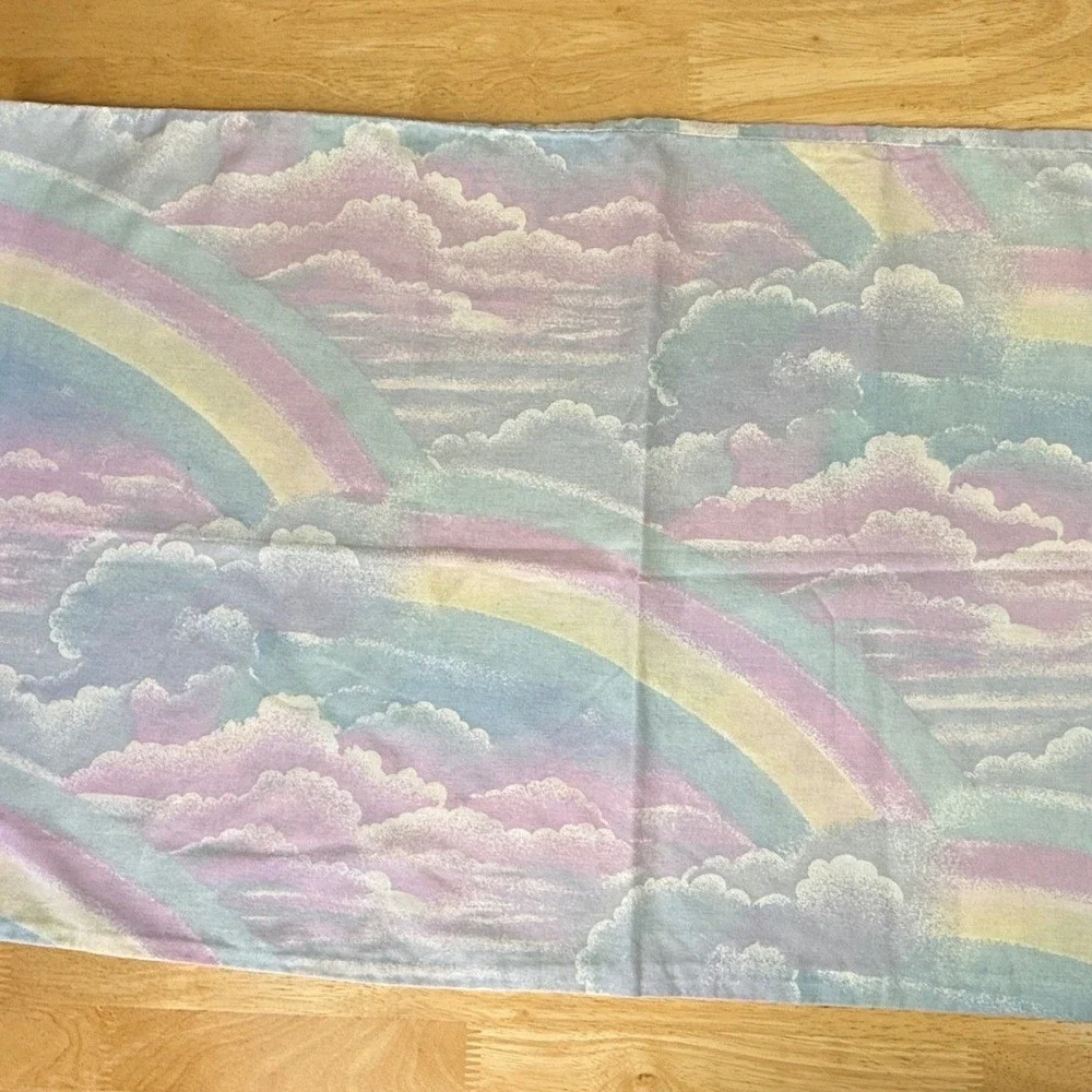 Vintage Pastel Rainbow Cloud Pillowcase Standard Size Purple Blue Yellow Turkey